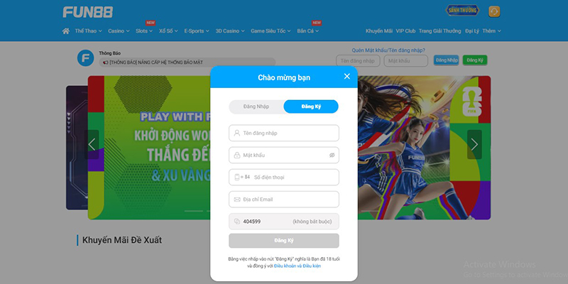 B2: Nhập form đăng ký theo hướng dẫn